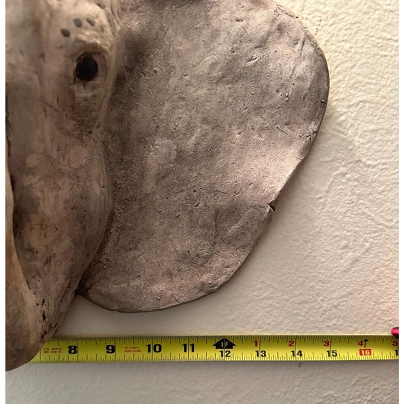 Vtg Gray Elephant Head Realistic Concrete Wall Art Hanging Sculpture LARGE OOAK - Picture 5 of 13